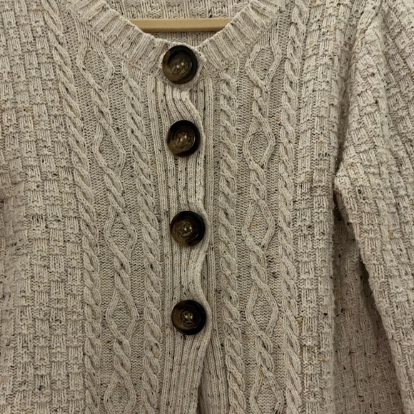 Splendor 100% cotton cable knit fisherman a-line cardigan women’s size large - Picture 2 of 8